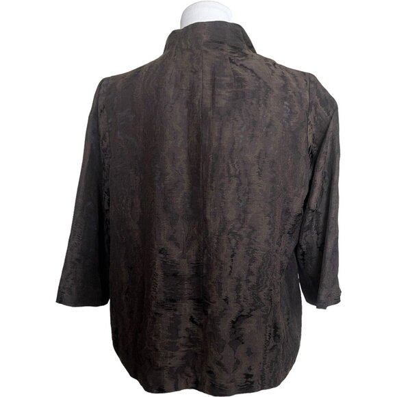 Eileen Fisher Brown Viscose Blend Open Front Short Sleeve Blazer Jacket Petite M - Picture 3 of 6